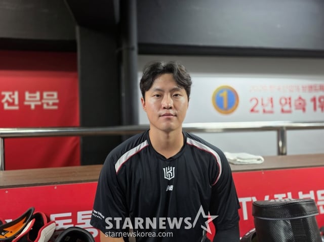 KT 전용주가 12일 수원 KIA전을 승리로 이끌고 데뷔 첫 10홀드에 성공한 뒤 스타뉴스와 만났다. /사진=김동윤 기자