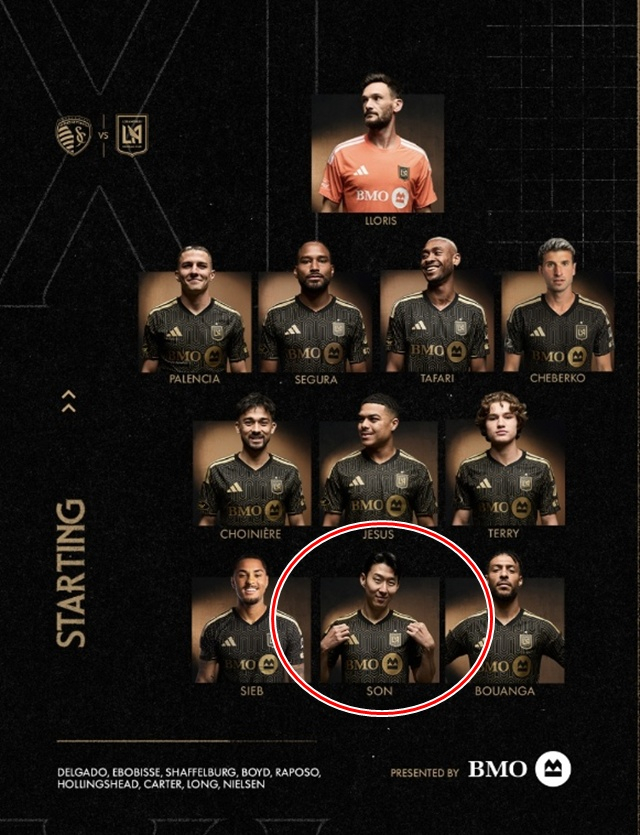 최전방 공격수로 선발 출전한 손흥민(빨간색 원). /사진=LAFC SNS