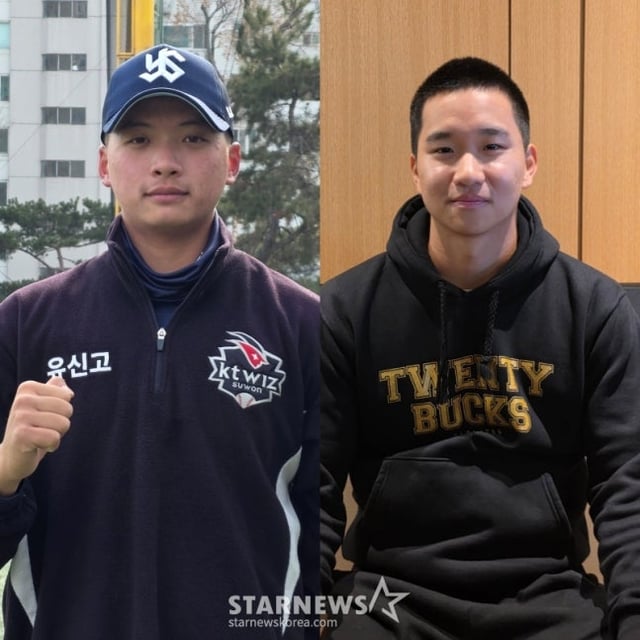 Yoo Shin-go's second-year student Moon Jun-hyeok (left) and Chungam High School's second-year student Song Seong-jun shared their impressions after visiting the IMG Academy. /Photo=Reporter Kim Dong-yoon