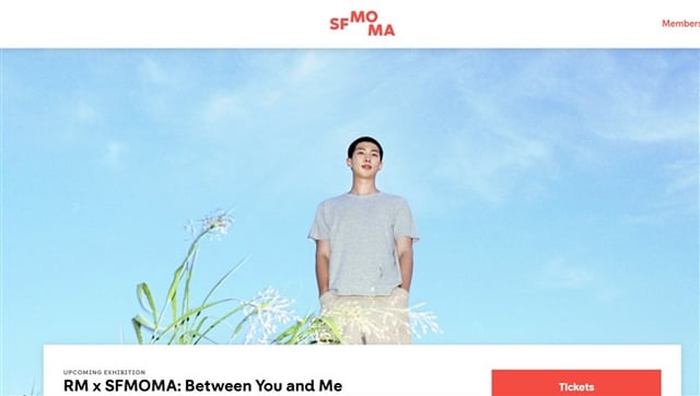 샌프란시스코 현대미술관 SFMOMA홈페이지에서 RM의 전시회를 소개한 화면 (출처 SFMOMA.org)
