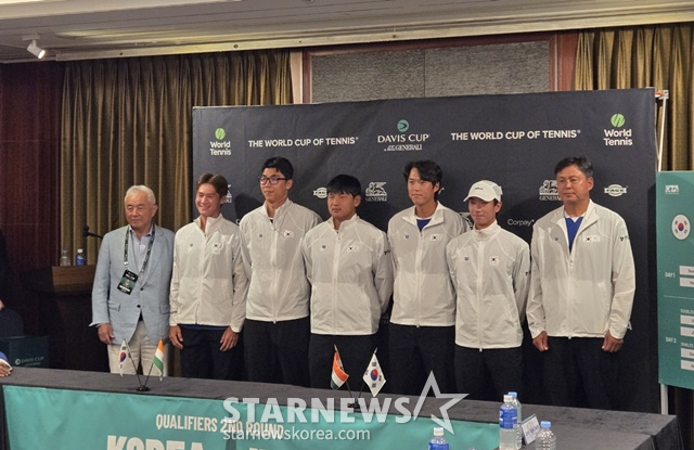 한국 남자 테니스 대표팀. /사진=이원희 기자.