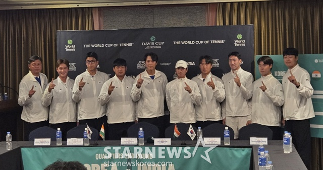 한국 남자 테니스 대표팀. /사진=이원희 기자.