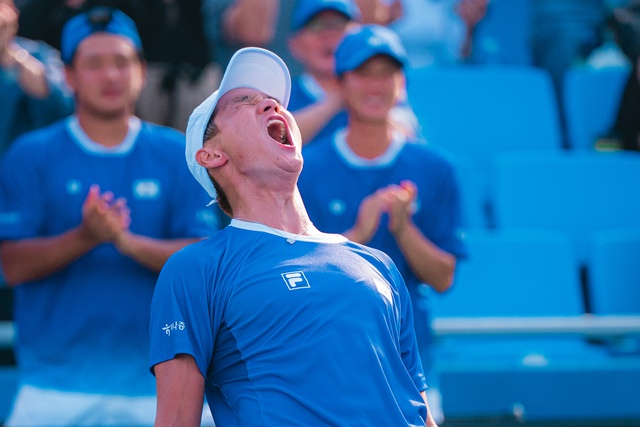 A roaring Kwon Soon-woo. /Photo=Korea Tennis Association