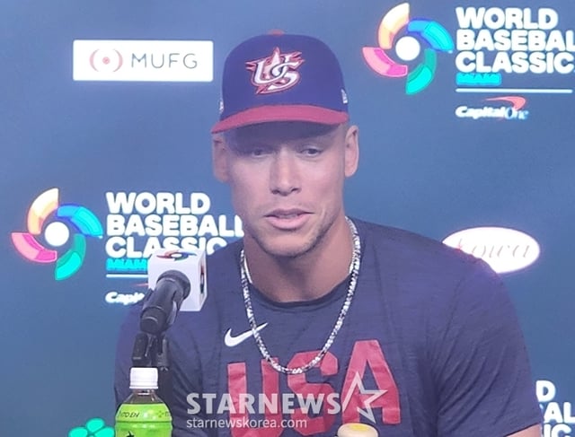 지난 3월 월드베이스볼클래식(WBC) 당시 기자회견에 나선 저지. /사진=박수진 기자