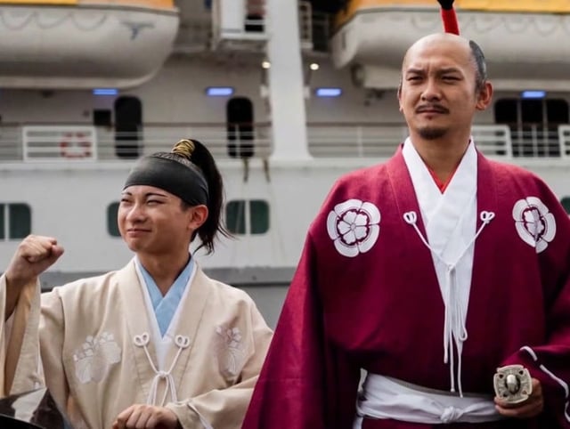 2026 아이치·나고야 아시안게임 선수촌 환영 공연에 등장한 도요토미 히데요시. /사진=서경덕 교수팀 제공