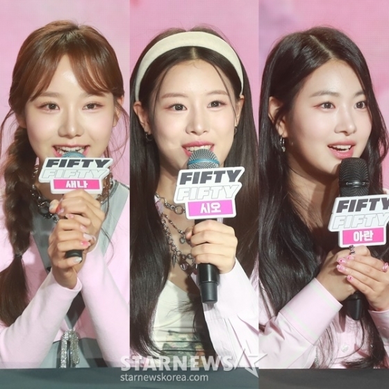 (From left) Fifty Fifty members Sana, Aaran, and Arin /Photo=StarNews