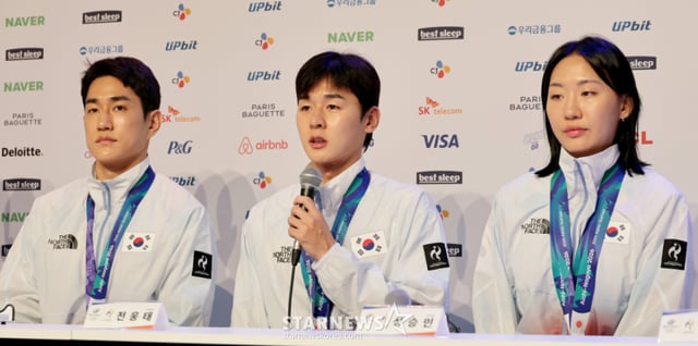 근대5종 금메달리스트 전웅태가 21일 코리아하우스에서 열린 2026 아이치·나고야 아시안게임 첫날 메달리스트 공식 인터뷰에서 소감을 밝히고 있다. 2026.09.21. 근대5종 금메달리스트 전웅태가 21일 코리아하우스에서 열린 2026 아이치·나고야 아시안게임 첫날 메달리스트 공식 인터뷰에서 소감을 밝히고 있다. 2026.09.21. /사진=강영조 cameratalks@