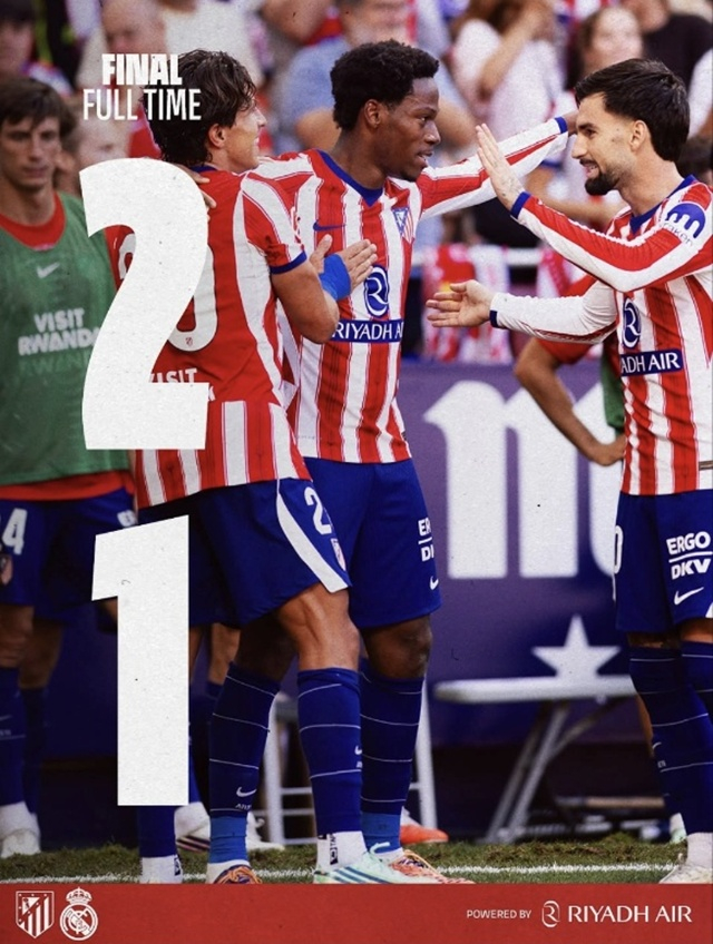 Resultado final. /Foto=Redes sociales del Atlético de Madrid