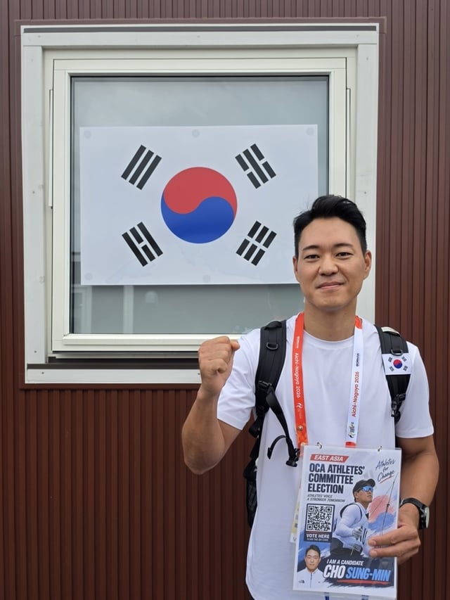 Candidato a miembro del Comité de Atletas del OCA, Jo Seong-min. /foto=Proporcionado por el Consejo Olímpico de Corea del Sur