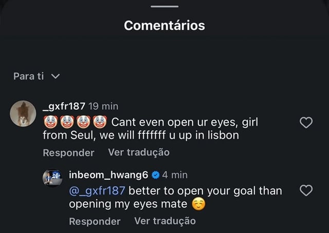 The malicious comment and Hwang In-beom's sharp retort. /Photo=Global online community Reddit screenshot