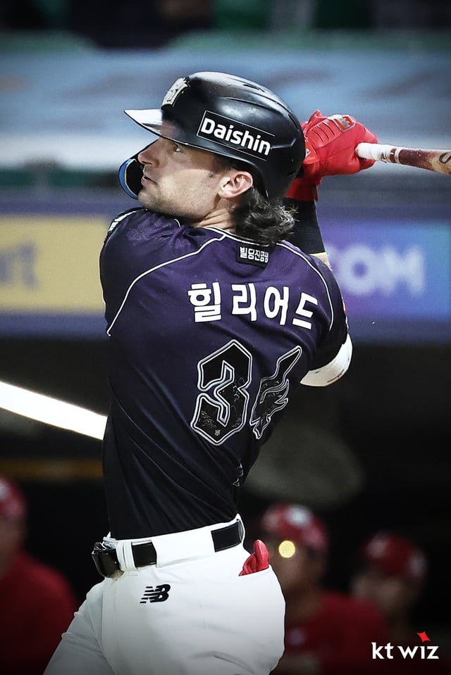 Hiliard batting in the SSG match on the 22nd. /Photo=KT Wiz