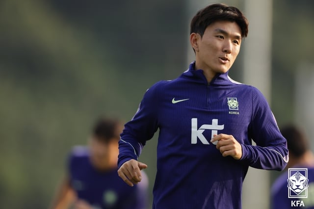 한국과 에콰도르 경기 전날 황인범의 축구 국가대표팀 훈련 중. /사진=대한축구협회(KFA) 제공