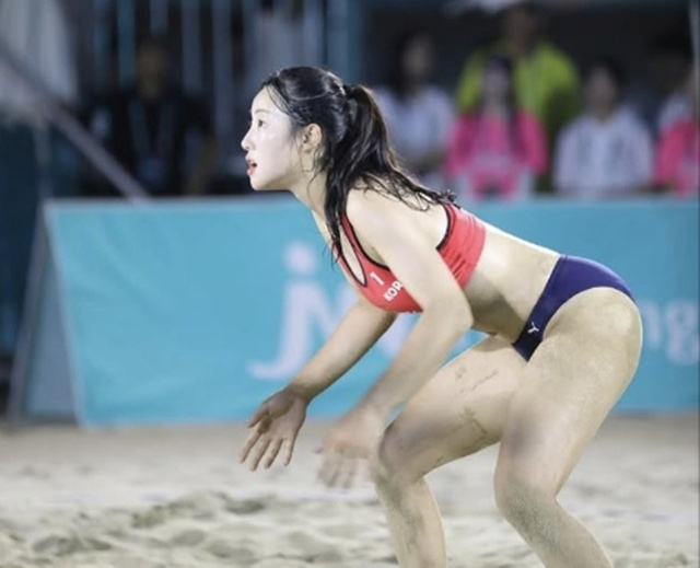 경기에 집중하는 신지은. /사진=신지은 SNS