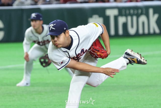 So Hyoung-jun, quien se presentó como abridor en el partido contra la República Checa del grupo Tóquio del WBC 2026 celebrado en marzo. /Foto=reportero sénior Kang Young-jo
