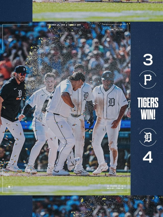 (Photo) Detroit's Valencia hits a walk-off home run during the 2026 MLB regular-season home game against the Pittsburgh Pirates at Comerica Park in Detroit, Michigan, USA, on the 27th (Korean time). /Photo=Official Detroit Tigers SNS archive