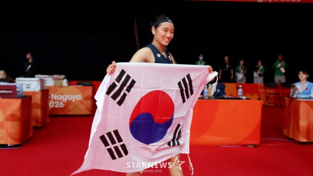 안세영이가 29 일 일본 이치노미야 시립체육관에서 열린 2026 아이치·나고야 아시안게임 배드민턴 여자단식 결승전에서 일본 야마구치 아카네를 2-0으로 셧아웃시키고 금메달을 차지했다. 2026.09.29. /사진=강영조 cameratalks@
