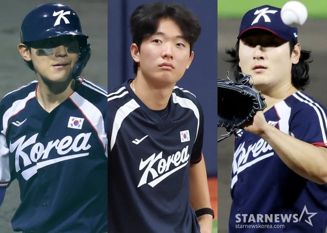 아시안게임 대표팀으로 출전한 김도영(왼쪽부터)-최민석-곽빈. /사진=스타뉴스