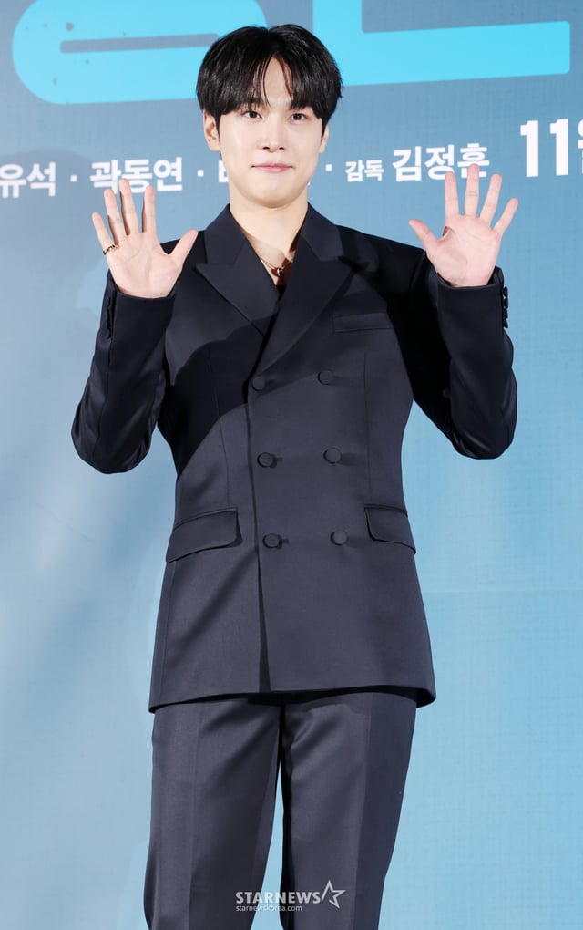 Actor Kang Yoo-seok poses at the production report for the film "Final Interview" (directed by Kim Jeong-hoon), held on the 29th at Lotte Cinema Gangnam Station in Gwangjin-gu, Seoul. /September 29, 2026 /Photo=Kim Hwi-seon hwijpg@