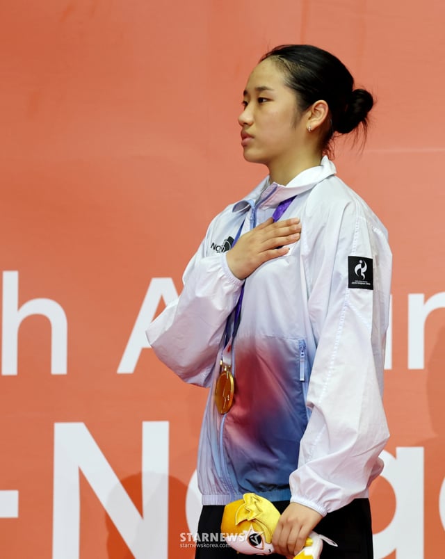 안세영이 29 일 일본 이치노미야 시립체육관에서 열린 2026 아이치·나고야 아시안게임 배드민턴 여자단식 결승전에서 일본 야마구치 아카네를 2-0으로 셧아웃시키고 금메달을 차지했다. 2026.09.29. /사진=강영조 cameratalks@