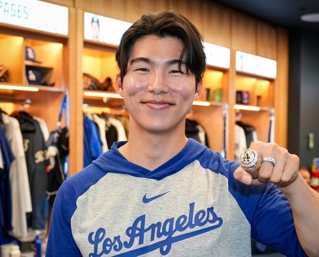 Kim Hye-seong, who received a World Series ring last April. /Photo=LA Dodgers official SNS