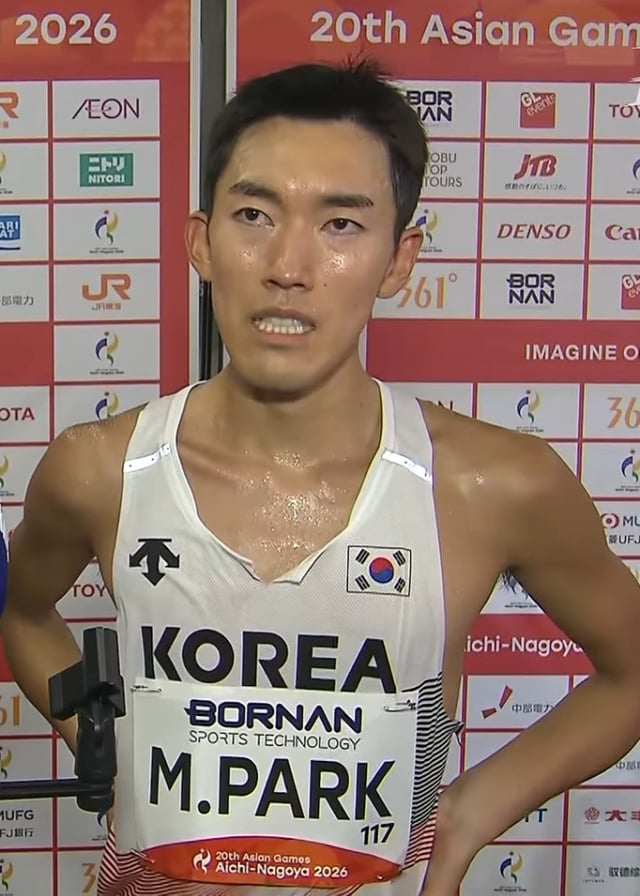 Park Min-ho during a post-race interview. /Photo=Screenshot from KBS video