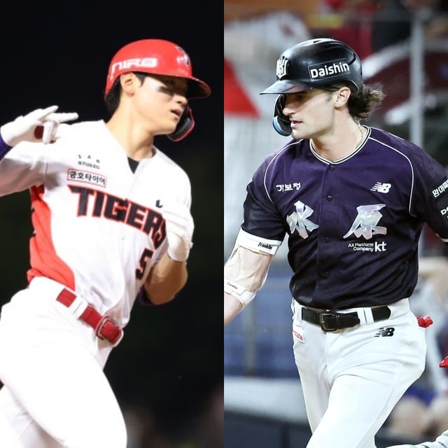 KIA 김도영(왼쪽)과 KT 샘 힐리어드. /사진=KIA 타이거즈, KT 위즈 제공