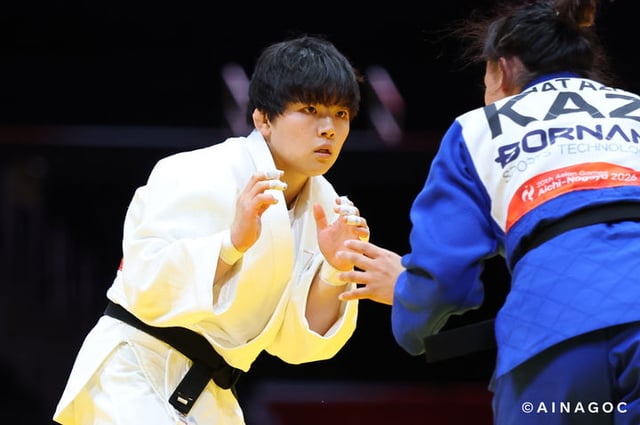 Rin Maeda (izquierda), integrante del equipo nacional femenino de judo de Japón. /Foto=Organización de los Juegos Asiáticos