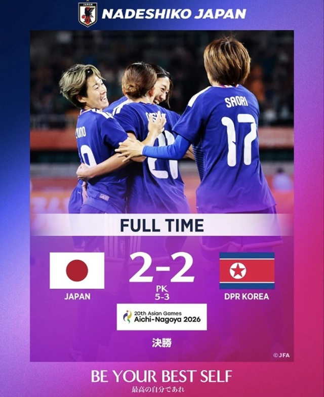 The final score. /Photo=Japan Football Association SNS