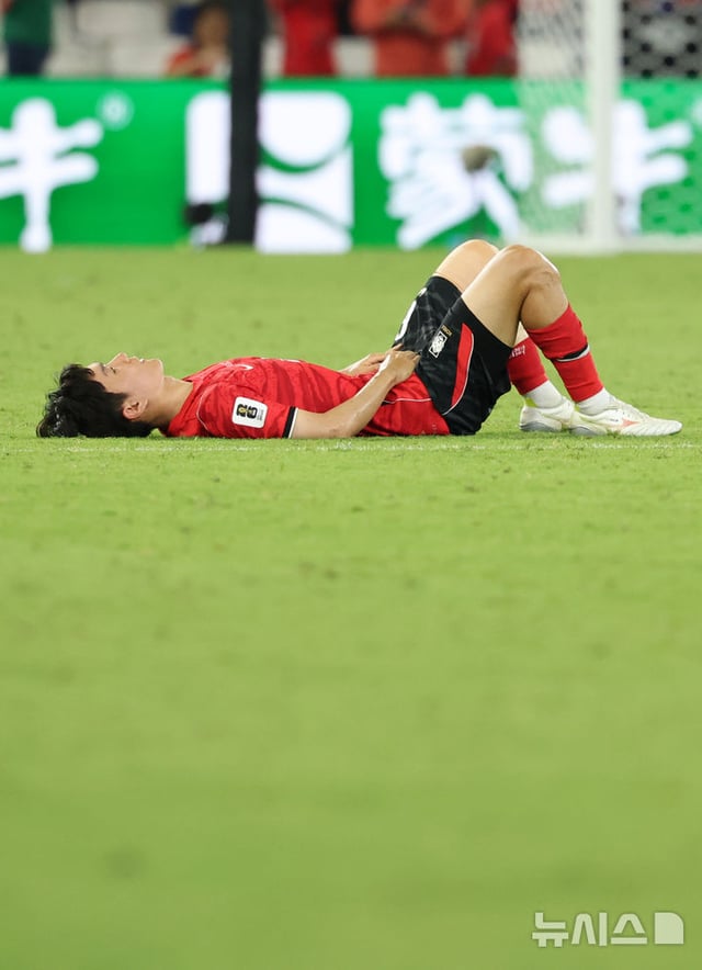 황인범이 그라운드에 누워 있다. /사진=뉴시스