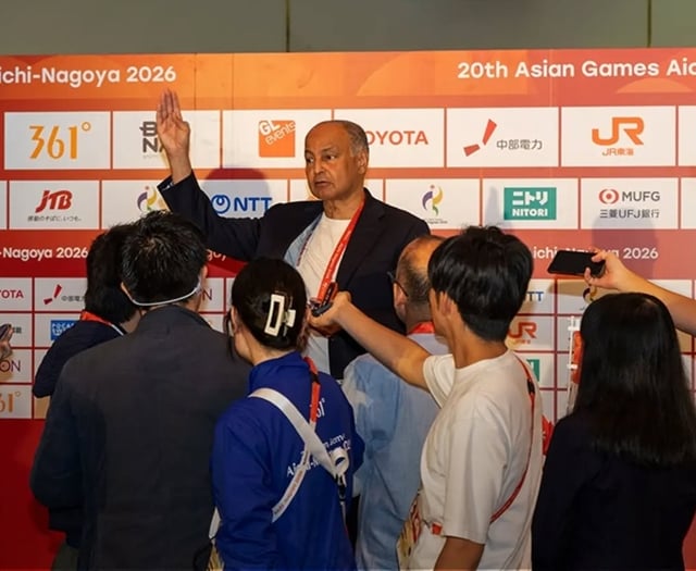 ムサラム事務総長が追加質疑を受けている様子。 /写真=OCA(アジアオリンピック評議会)公式SNS