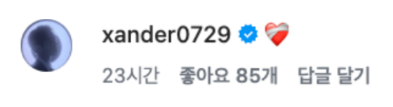 일라이의 게시물에 알렉산더가 남긴 댓글 /사진=일라이 SNS