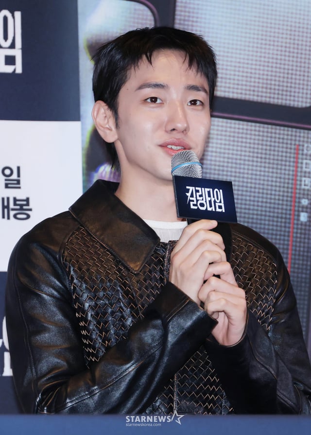 배우 남윤수가 13일 오후 서울 CGV용산아이파크몰에서 진행된 영화 '킬링타임' (감독 장준엽) 언론배급시사회 및 기자간담회에 참석해 질문에 답하고 있다. /2026.10,13 /사진=이동훈 photoguy@