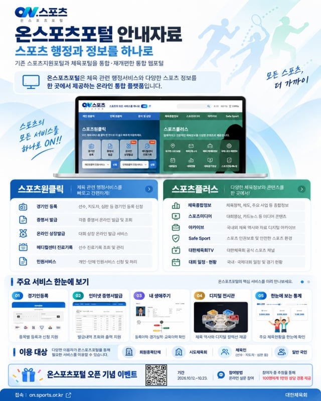 'OnSports Portal' homepage introduction screen. /Photo=Provided by Korea Sports Council