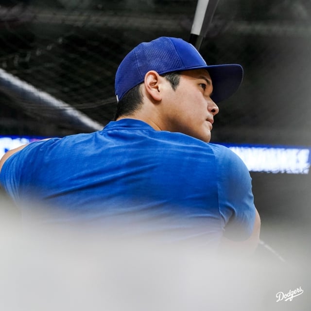 LA Dodgers’ Shohei Ohtani during batting practice. /Photo=Screenshot from LA Dodgers SNS