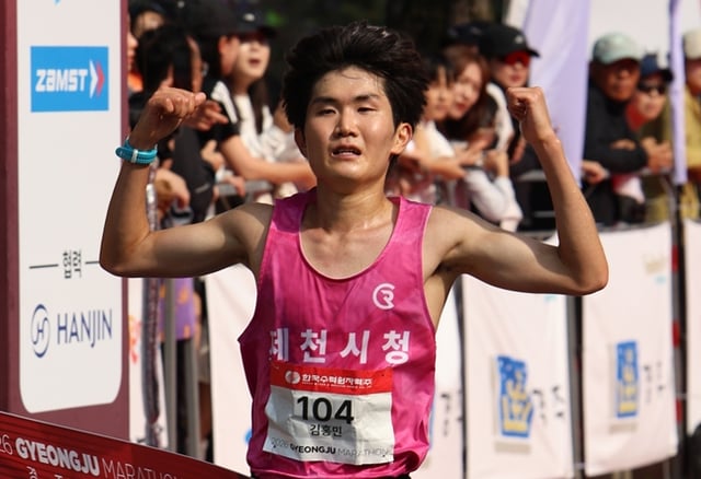 남자 국내부 1위를 차지한 김홍민. /사진=대한육상연맹