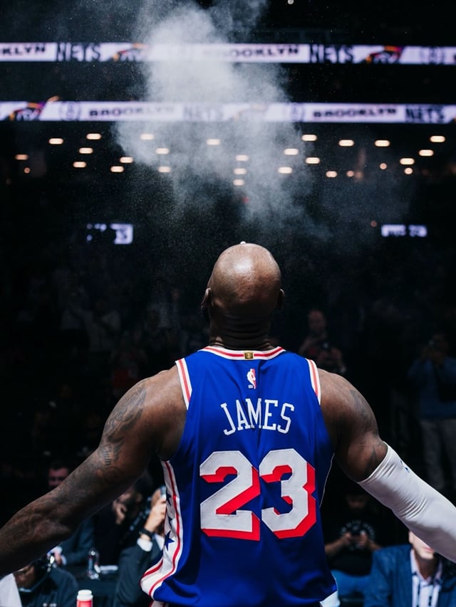 LeBron performing a celebration. /Photo=Philadelphia 76ers official SNS