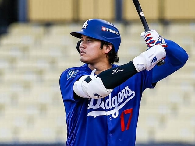 ミルウォーキー·ブルワーズとナショナルリーグチャンピオンシップを控え、打撃練習をしている大谷の姿。/写真=LAドジャース公式SNS