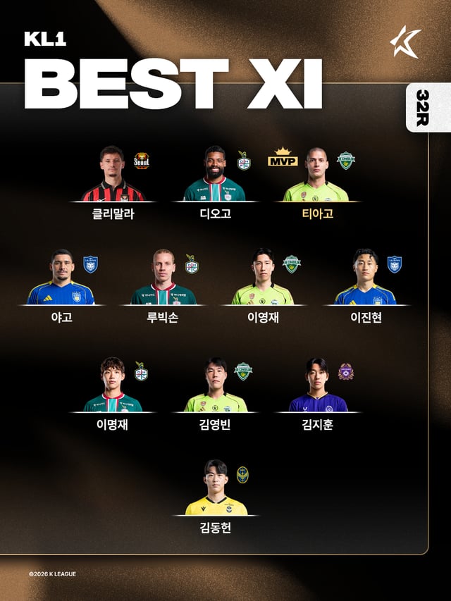 K리그1 32라운드 베스트 11. /사진=한국프로축구연맹 제공