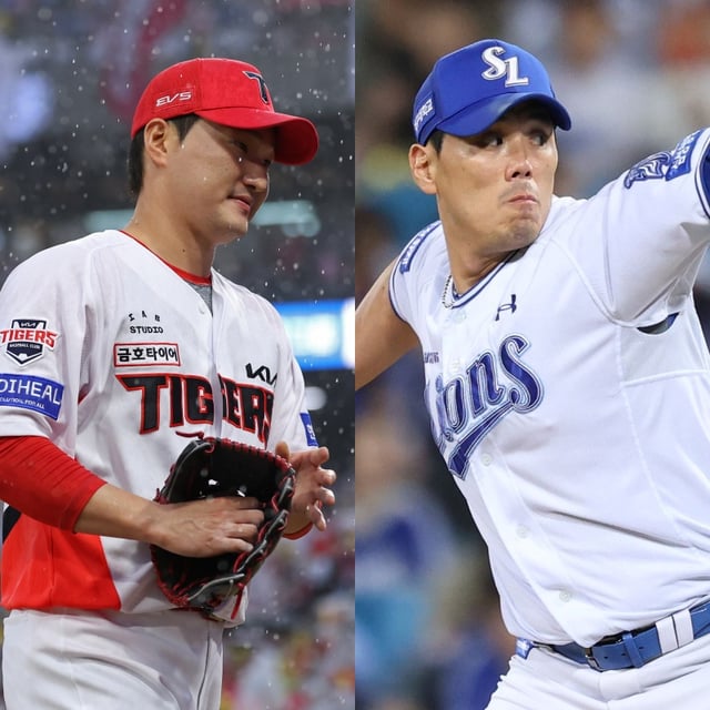 KIA 전상현(왼쪽)과 삼성 김재윤. /사진=삼성 라이온즈, KIA 타이거즈 제공