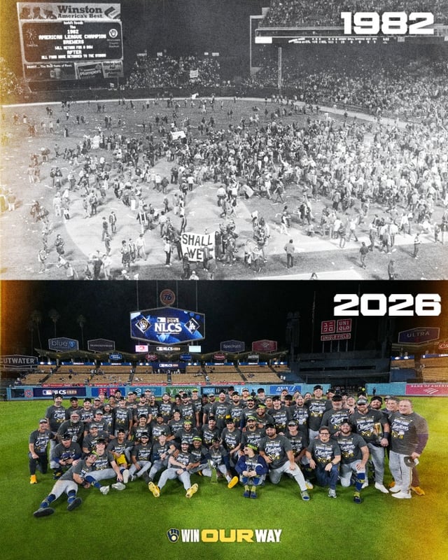 밀워키 브루어스가 월드시리즈에 진출한 1982년, 2026년 풍경. /사진=밀워키 브루어스 구단 SNS 갈무리