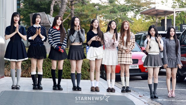 그룹 A2O LITE(에이투오라이트) 라다, 보라, 시리, 영, 오아, 아윤, 아이찡, 메르시, 히메키가 MBC라디오 '정오의 희망곡 김신영입니다' 출연 차 21일 오우 서울 마포구 상암 MBC본사에 도착하고 있다. 2026.10.21 /사진=임성균 tjdrbs23@