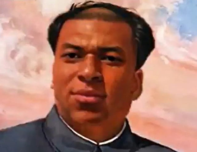 킬리안 음바페를 마오쩌둥 전 중국 국가주석을 희화화한 인터넷 밈. /사진=텔레그래프