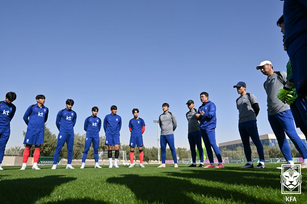 U-23国家足球队即将进行约旦战备战训练。 =图为，韩国足球协会提供。