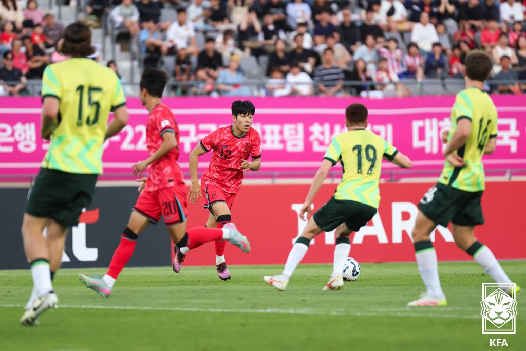 Đây là trận đấu giao hữu giữa Hàn Quốc và Úc với đội tuyển U-23 được tổ chức tại sân vận động Mir ở Yongin vào tháng 6 năm ngoái. /Ảnh = Hiệp hội bóng đá Hàn Quốc cung cấp