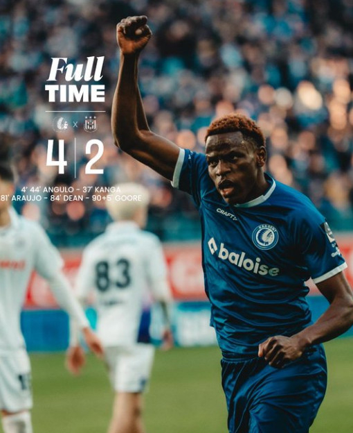 18日(韩国时间)，根特队在比利时根特的Planet Group Arena举行的与安德莱赫特的"2025~2026赛季朱菲勒联赛"第21轮主场比赛中以4比2获胜。 =照片=hent官方SNS收尾。