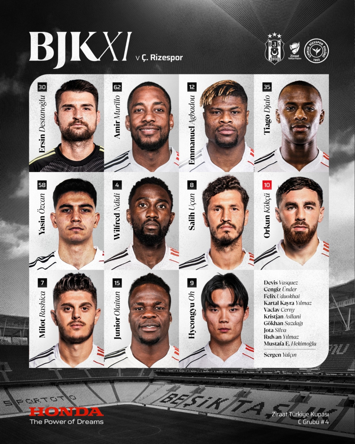 5-го числа (по корейскому времени) Ох Хён Гю, который начал играть против Реджеспора во втором матче группы C 2025-2026 годов на стадионе Туфраш в Стамбуле, Туркие. /Фото =Фотография Бешикташа JK SNS