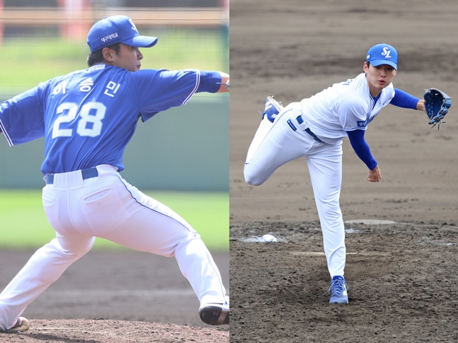 李スンミン（左）とユク·ソンヨプ。 /写真=三星ライオンズ