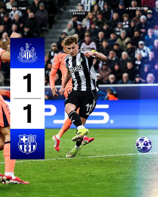 Итоги первого раунда 1/16 финала между "Ньюкасл Юнайтед" и "Барселоной". /Фото =Официальная социальная сеть Ньюкасл Юнайтед (SNS)