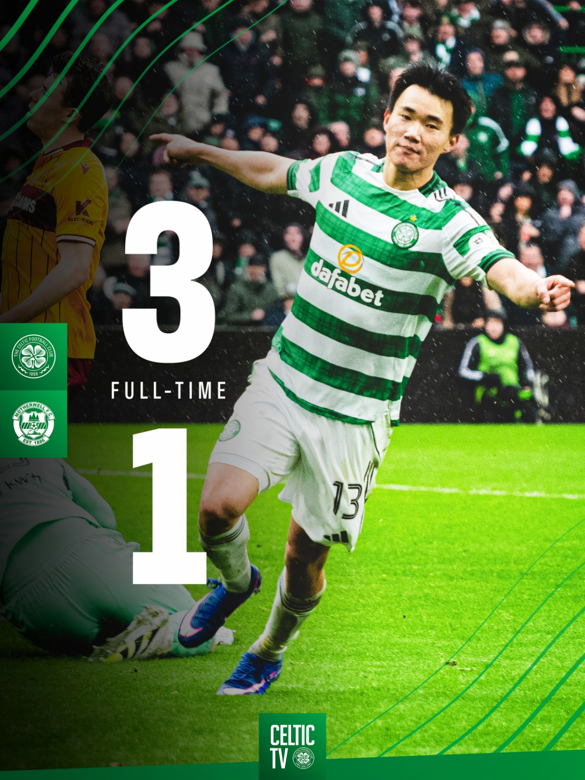 The result of the Scottish Premiership 30th round match in the 2025-2026 season at Celtic Park in Glasgow, Scotland, on the 15th (Korea Standard Time). /Photo =Celtic official social network service (SNS)