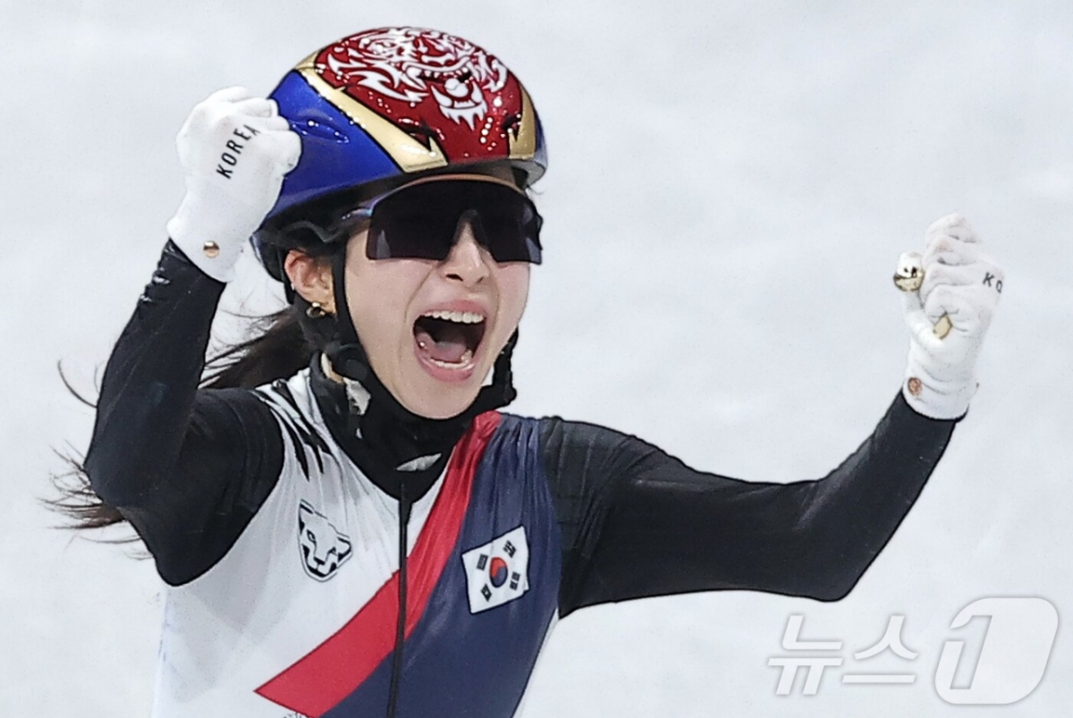 ミラノのコルティナ·ダンペッツォ五輪で優勝し、咆哮するキム·ギリ。 /写真=ニュース1